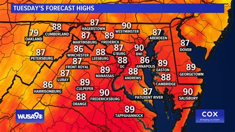 Weather dc today - Tonight: Partly cloudy, with a low around 35. Breezy, with a west northwest wind between 22 and 24 mph, with gusts as high as 46 mph. Monday: Sunny, with a high near 56. …